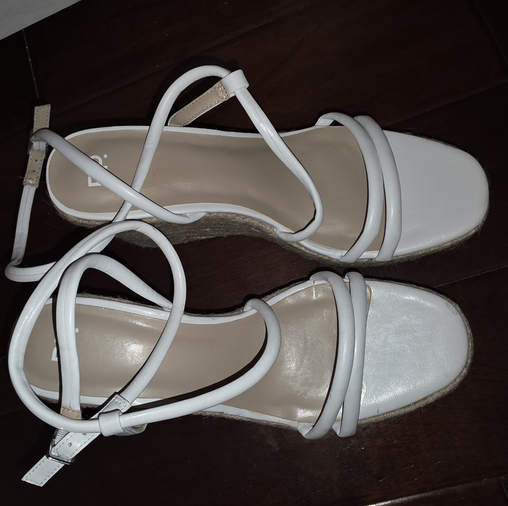 BP White Tan Espadrilles with Ankle Strap